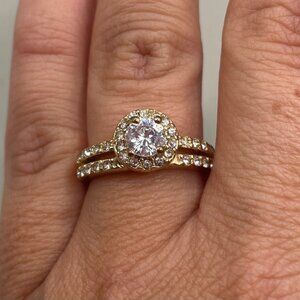 Vintage Gold Tone Rhinestone Wedding Ring style Ring Size 7.5